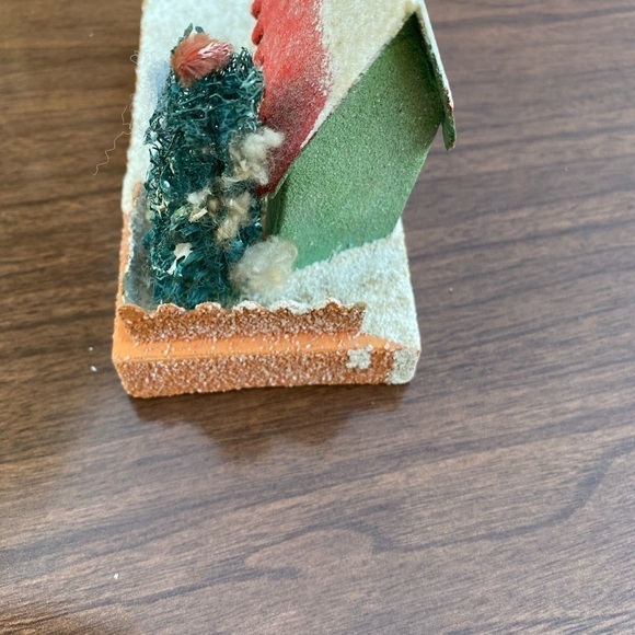 SHINY Brite Mica Putz House for Christmas circa 1950 Made in Japan Cardboard - Picture 6 of 8